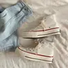 Zapatos de lona de suela gruesa con grulla de almohada blanca para mujer, zapatillas lindas de estilo japonés con punta grande, zapatos versátiles de caña baja nuevos para otoño para estudiantes
