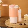 Taza de Café de Doble Bebida, Vaso Termo de Acero Inoxidable, Vaso de Agua Portátil, Vaso con Popote de Aspecto Elegante para Regalo