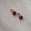 Pendientes Ganjia S925 minimalistas de plata de ley con cuentas de frijol rojo burdeos, pendientes de moda, ligeros y lujosos, elegantes pendientes vintage.