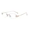 Gafas Sin Montura de Titanio Puro Mismo Estilo de Karin, Montura Grande 56, Montura Ovalada con Filtro de Luz Azul, Gafas Estilo Nerd para Mujer, Gafas Lisas de Alta Inteligencia 9045
