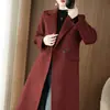 Novo casaco de lã dupla face, caimento slim, elegante, feminino, comprimento médio, clássico simples, ombro reto, versátil casaco de lã