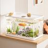 Aquário de Peixe de Plástico para Desktop com Tampa Tanque Ecológico Tanque de Tartaruga Sala de Estar Doméstica Transparente Pequeno Tanque de Peixe para Paisagismo de Mesa