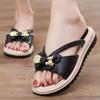 Sandalias de verano para mujer, con punta redonda, suela gruesa, antideslizantes, con lazo y sin cabeza, para uso exterior, con tacón grueso, para playa