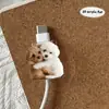 Protector de cable de datos de oso de peluche lindo 2D, previene daños, para cables de datos de teléfono Tipo-C