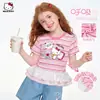 Camiseta de Verano para Niñas 2026 Nuevo Estilo Moderna Casual Holgada con Rayas Patchwork Falda Camiseta para Niños Mayores
