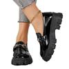 Sapatos Pequenos de Couro Versátil Estilo Britânico de Sola Grossa e Salto Grosso para Mulheres 2025 Verão Novo Mocassins Slip-On Retrô com Fivela de Metal