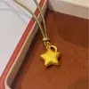 Colar Pingente Estrela Dourada de Origami Estilo Livro Vermelho Pequeno Design de Nicho Estilo Exquisito Aparência Sofisticada Colar Versátil