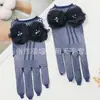 Guantes de Boda Nupcial Transfronterizos Malla de Red Flor Bordada Guantes para Vestido de Novia Elásticos Huecos Guantes de Encaje Ceremonial