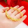 Pulsera pesada de plumas de bambú para mujer, estilo étnico chino, dragón valiente y fénix, galvanoplastia de oro real, pulsera versátil con temperamento