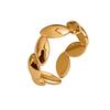 Anillo Hueco de Moda Transfronterizo Líneas Irregulares Ola Geométrica Flor de Acero de Titanio Anillo Abierto de Moda para Hombres y Mujeres