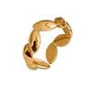 Anillo Abierto Hidráulico de Moda Transfronterizo con Líneas Irregulares Geométricas de Acero de Titanio Anillo Abierto de Moda para Hombres y Mujeres