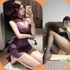 Pijama Sexy, Deseo Puro, Camisón de Malla Transparente con Encaje y Tirantes, Lencería Sexy, Talla Grande con Abertura, No Necesitas Quitarte el Uniforme