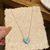 Colar Coração Eletrodepositado em Ouro Real 14K com Gotejamento de Óleo, Corrente de Clavícula Leve de Luxo de Alta Qualidade, Colar Fresco e Simples Estilo Coreano para Mulheres