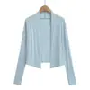 Roupa de Primavera/Verão: Cardigã de malha com proteção solar de manga longa, regata de gola alta, saia plissada de comprimento médio, conjunto de poliéster feminino