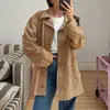 Chaqueta retro de gamuza sintética europea y americana para mujer, holgada oversize, cuello de solapa, gabardina estilo workwear, cárdigan casual fluido para mujer