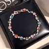 ¡Cristal Iridiscente! Pulsera de Flor de Zirconia Lujo Ligero Nicho Sensación de Alta Gama Pulsera Exquisita Moderna Versátil Accesorios de Pulsera Venta al por Mayor