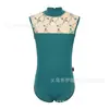 Traje de Ballet sin Mangas Bordado para Adultos con Cremallera Trasera Ropa para Foto Artística Traje de Entrenamiento Corporal Traje para Yoga Aéreo