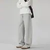 Calça masculina de perna curva, outono e inverno 2026 nova marca moderna, calça de moletom larga e solta, calça esportiva casual estilosa