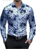 Camisa de Manga Larga para Hombre con Estampado Digital Nueva Patrón Transfronteriza Casual Nueva Moda Negocios Tallas Grandes