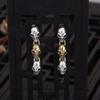 Aretes Retro de Calavera de Plata Esterlina S925 Estilo Punk Europeo y Americano Aretes de Moda Trendy Pendientes Colgantes de Oreja Modernos para Chica Cool
