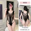 Lencería sexy, body, conjunto de malla sin quitar, deseo puro, sexy y seductor, medias de malla con abertura en la entrepierna, uniforme, conjunto de medias negras de una pieza