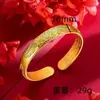 Joyería Antigua de Oro Arena Patrimonio Imitación Oro Sutra del Corazón Pulsera Abierta para Mujer Que No Se Desvanece por Mucho Tiempo Joyería de Mano Versátil Retro Venta al por Mayor