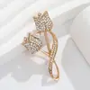 Broche Flor Tulipa Cravejado com Diamantes para Mulheres, Boutonnière de Luxo, Broche Elegante e Luxuoso, Acessórios de Luxo para Terno e Cardigã