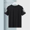 Camiseta de seda de hielo de verano para hombre, cuello redondo, ropa de secado rápido, manga corta, fina, transpirable, manga media, talla grande, deportiva, holgada, de moda.