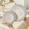 Juego de Cuenco y Plato Retro Minimalista Estilo Francés de Color Bajo Esmalte para Mesa, Platos Cerámicos en Relieve, Regalo de Inauguración de Casa de Alto Valor Estético de Lujo Ligero