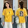 Camiseta listrada de manga longa para meninas, coleção primavera/outono, novo estilo 2026, blusa de algodão pura infantil da moda, top de camada interna para meninas