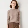 Suéter de lana de cuello medio para mujer, suéter de punto holgado, talla grande, suéter de cachemira, otoño e invierno, capa base de punto engrosada, negro, talla única