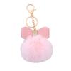 Couro PU Laço Pom Pom Pingente Charme de Bolsa Moda Pelúcia Falsa de Coelho Rex Chaveiro Joias Transfronteiriças Atacado