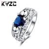 Anillo de calavera creativo nuevo con gema de circonita azul diamante joyería de estilo punk europeo y americano