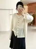 Cardigã de tricô básico liso para mulheres plus size, estilo outono 2026, gola redonda, modelagem solta, jaqueta que afina a silhueta para mulheres plus size