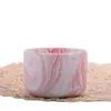 Taza de cera de cerámica con patrón de mármol rosa y blanco, forma recta, frasco de vela vacío para aromaterapia DIY
