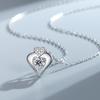 Simples S925 Sterling Prata Colar de Amor Mulheres Diamond-set Coração em forma de coreano estilo Internet Celebrity Estilo Clavícula Cadeia Pêssego Coração Japonês e Coreano Colar estilo japonês e coreano