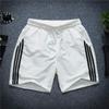 Shorts Finos de Verão com Três Listras Calças Esportivas Masculinas Secagem Rápida Elástico Juventude Casual Solto Moda Calças Três Quartos