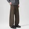 Pantalones casuales de trabajo retro americano simples de algodón puro de peso pesado de 360 g para otoño e invierno, pantalones largos rectos holgados lavados al por mayor