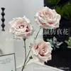 Flor Artificial de Boda 3 Cabezas Rosa Diamante Tela de Seda Borde Enrollado Rosa Diamante Decoración de Salón de Bodas Rosa Artificial
