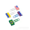 Marcadores de página de bandeira de desenho animado mais vendidos transfronteiriços, clipes de papel coloridos em estoque, clipes de livro de PVC de desenho animado, decorações de papelaria