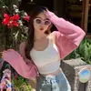 Ropa de exterior de Hada de Verano Chaleco Pequeño Blusa Cardigan Protector Solar para Mujer Delgado Seda de Hielo Anti-UV Top Chal Corto