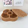 Cesta de Rattan Sintético Cesta de Armazenamento com Divisórias de Rattan com Tampa Caixa de Armazenamento de Frutas Secas e Doces para Mesa Cesta Dividida Caixa de Presente Cesta de Frutas