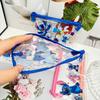Estuche de Lápices con Cremallera de Dibujos Animados de PVC para Comercio Exterior, Conejo Azul Lindo, Bolsa de Lápices de Una Sola Capa, Bolsa para Documentos, Bolsa de Almacenamiento Impermeable, Papelería