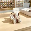 Lazo para el pelo de tela a cuadros color beige dulce estilo coreano para niñas, diadema doble infantil con estampado de lunares florales