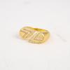 Anillo Abierto Cruzado Diseño en Forma de V Estilo Francés Lujo Ligero Zirconia Microincrustada Forma de Gota de Agua para Mujer Suministro Transfronterizo Europeo y Americano