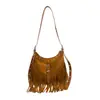 Bolsa Transfronteiriça Design de Nicho Franja Retrô Feminina 2026 Novo Estilo Boêmio Bolsa de Ombro Único Casual Bolsa Transversal
