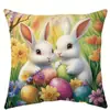 Funda de Almohada de Conejo Huevo de Pascua Nuevo Transfronteriza, Decoración de Atmósfera Festiva, Funda para Cojín de Sofá