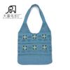 Bolsa de Compras de Crochê Tricotada Amazon Lã Bordada à Mão de Mão Feminina Transfronteiriça Feita à Mão Bolsa de Ombro Tricotada Série Mori Girl