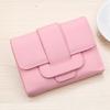 2018 Novo Estilo Coreano Cor Sólida Cordão Três-fold Carteira Moeda Bolsa Clutch Bolsa Estudante Curto Carteira Feminina Carteira