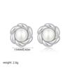 Pendientes Europeos y Americanos Transfronterizos de Oro de 18K con Perla y Flor Pendientes de Pétalo de Camelia Estilo Elegante de Mediados de Siglo Pendientes Retro